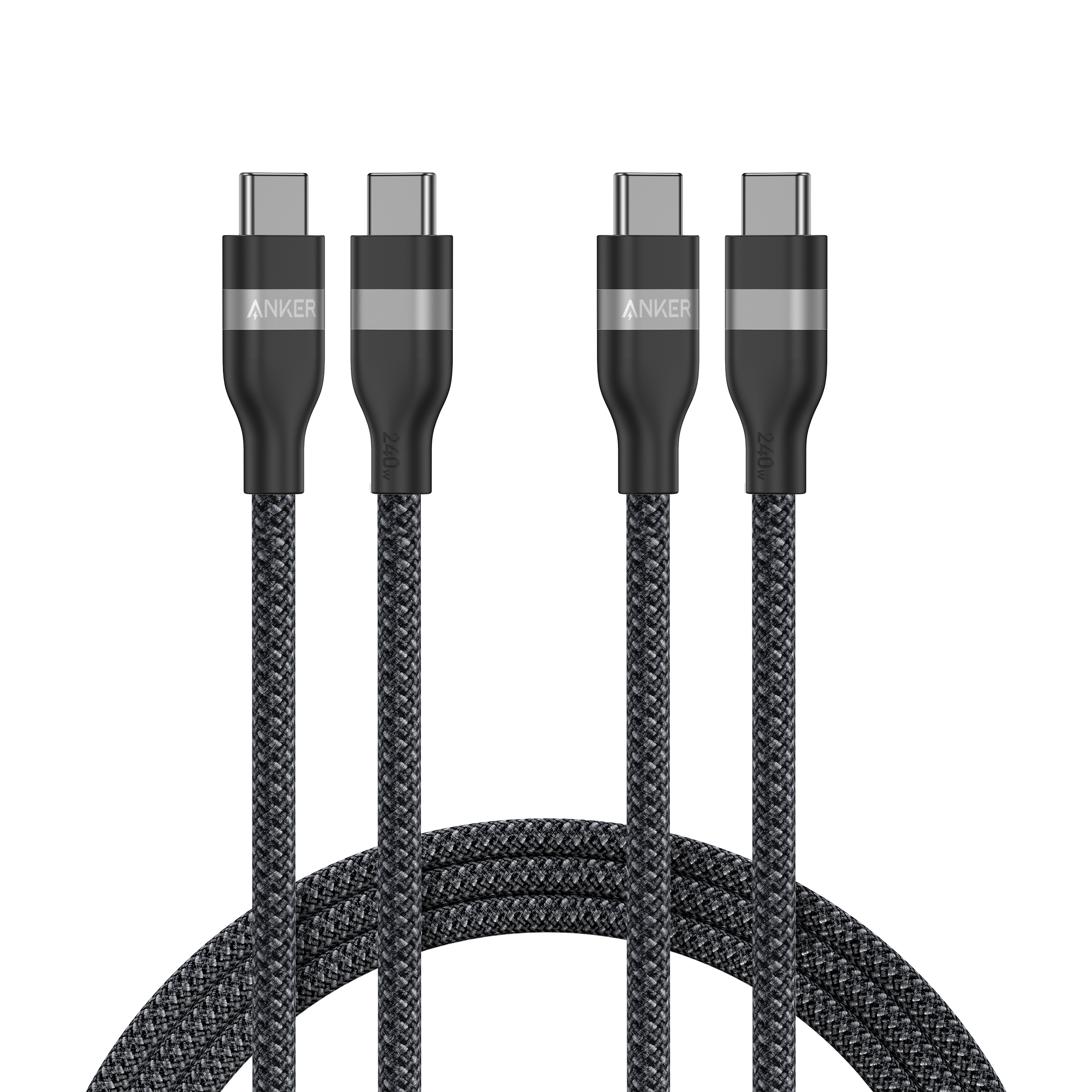 Anker USB-C to USB-C Cable (3 ft / 6 ft, 240W, Upcycled-Braided, 2-Pack)