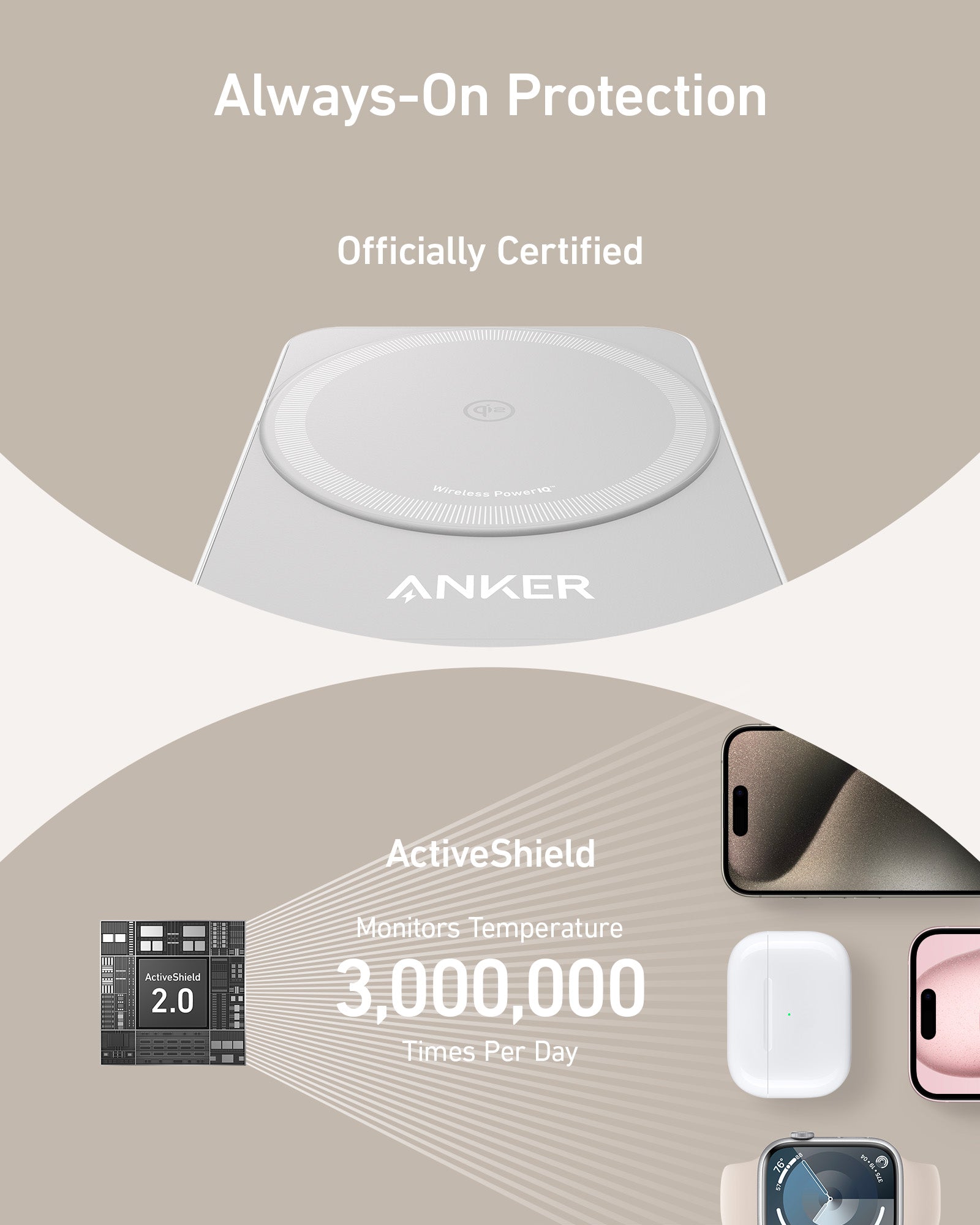 Refurbished Anker MagGo Wireless Charging Station (Foldable 3-in-1)