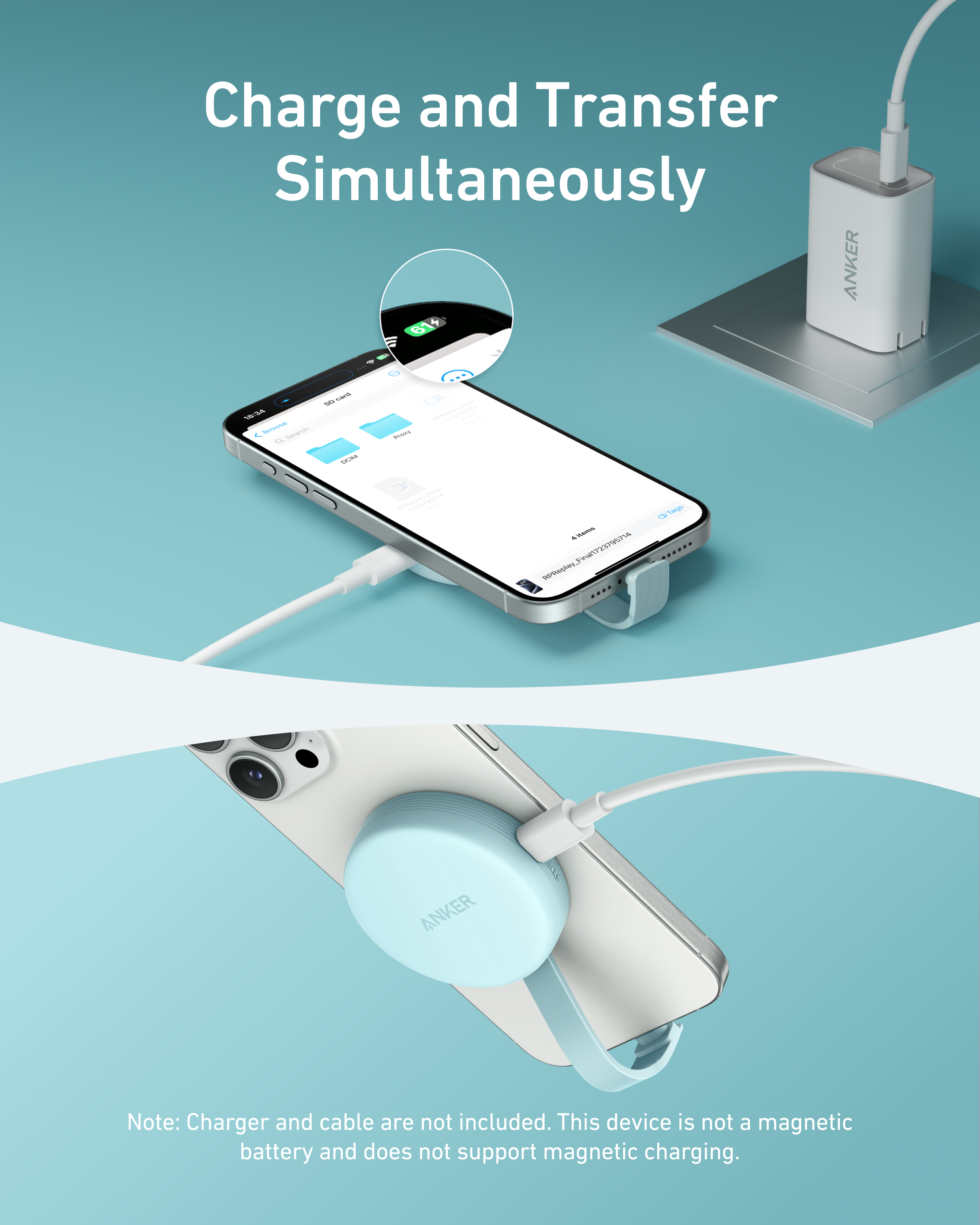 Anker with simultaneous charging and data transfer for mobile