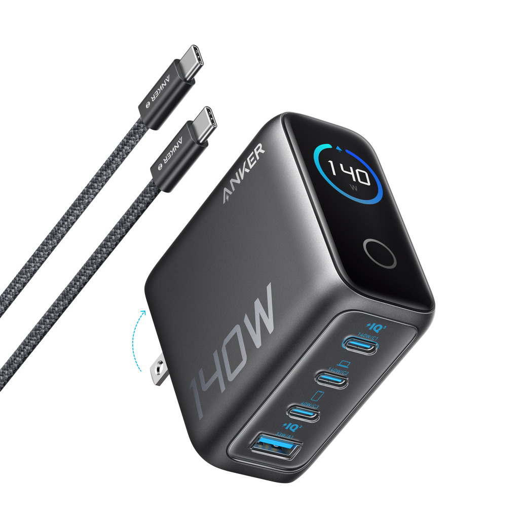 Anker 140W charging cube with dual USB-C cables