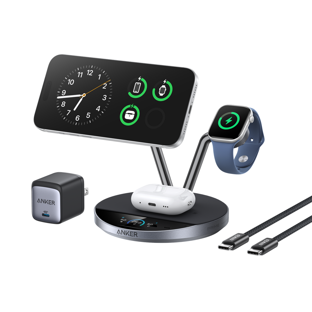 Anker charging station with wireless charging for phone, watch, and earbuds