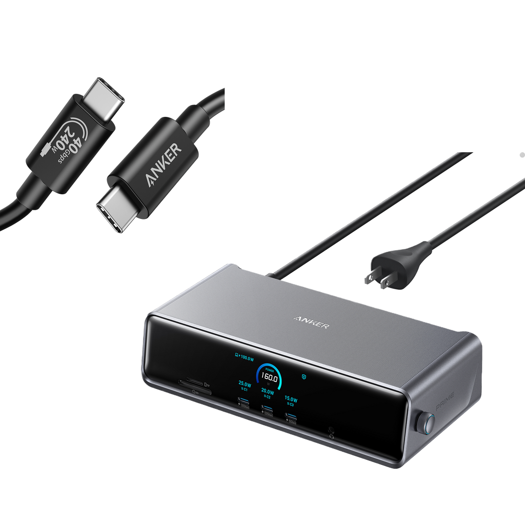Anker Prime Docking Station (DL7400) and USB-C to USB-C Cable (Thunderbolt 4 Compatible)