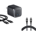 Anker Nano Charger (45W) with USB-C to USB-C Cable and Anker USB-C to USB-C Cable (6 ft, 240W, Upcycled-Braided)