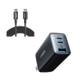 Anker 735 Charger (Nano II 65W) and New Nylon USB-C to USB-C 100W Cable (10 ft)